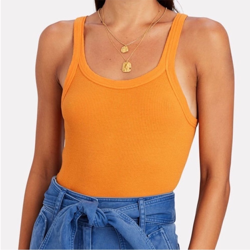 RE/DONE x HANES‎ orange Ribbed Tank Bodysuit medium